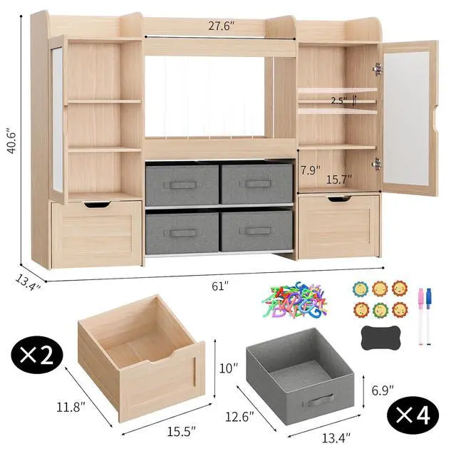 Alt view image 2 of 7 - VontinT Montessori Bookshelf & Toy Organizer & Stuffed Animal Zoo, Wooden