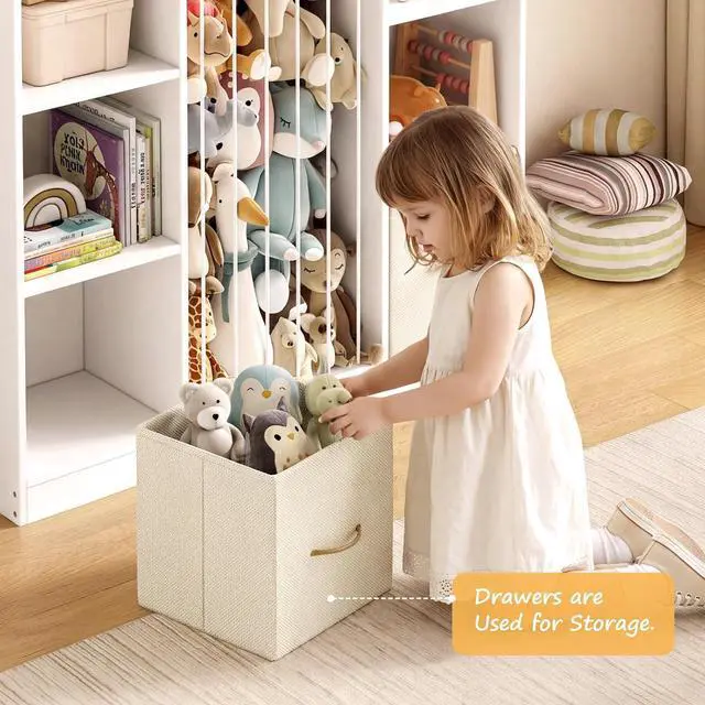 Alt view image 2 of 7 - Toy Storage with Stuffed Animal Storage, White Kids Bookshelf