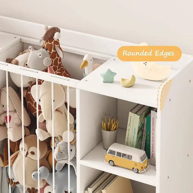 Alt view image 5 of 7 - Toy Storage with Stuffed Animal Storage, White Kids Bookshelf