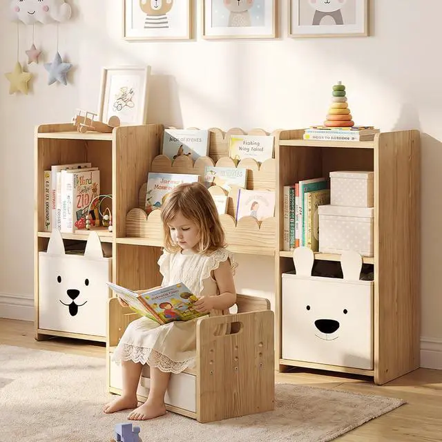Main image of Kids Bookshelf and Toy Storage with Adjustable Chair
