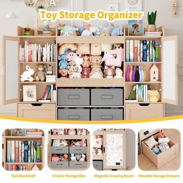 Alt view image 3 of 7 - VontinT Montessori Bookshelf & Toy Organizer & Stuffed Animal Zoo, Wooden