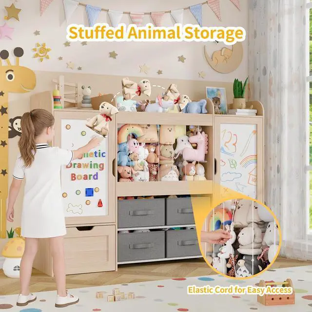 Alt view image 4 of 7 - VontinT Montessori Bookshelf & Toy Organizer & Stuffed Animal Zoo, Wooden