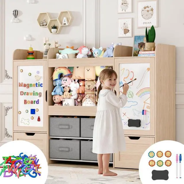 Alt view image 7 of 7 - VontinT Montessori Bookshelf & Toy Organizer & Stuffed Animal Zoo, Wooden
