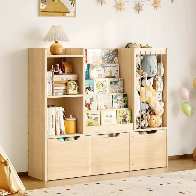 Alt view image 2 of 7 - Kids Bookshelf and Stuffed Animal Storage Organizer