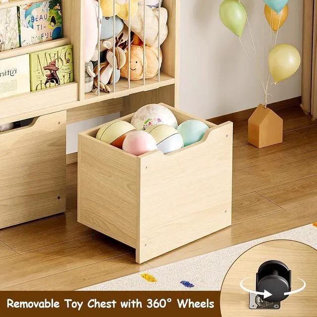 Alt view image 6 of 7 - Kids Bookshelf and Stuffed Animal Storage Organizer