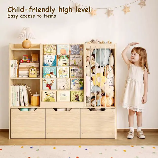 Alt view image 7 of 7 - Kids Bookshelf and Stuffed Animal Storage Organizer