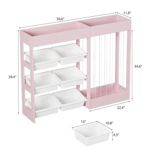 Alt view image 2 of 6 - VontinT 50.6" W Toy Organizers and Storage with Stuffed Animal Zoo, Wooden