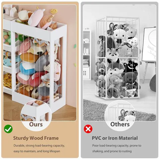 Alt view image 7 of 7 - VontinT 2Pcs 50.6" W Toy Organizer with Stuffed Animal Storage&Bins, Wooden