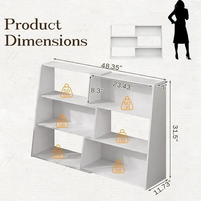 Alt view image 2 of 7 - Extendable Bookshelf, Adjustable Low Bookcase, White