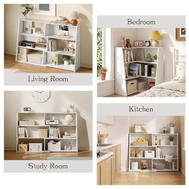 Alt view image 6 of 7 - Extendable Bookshelf, Adjustable Low Bookcase, White