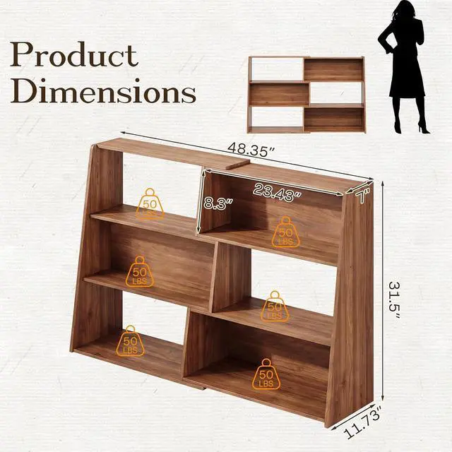 Alt view image 2 of 7 - Extendable Bookshelf, Adjustable Low Bookcase, Walnut