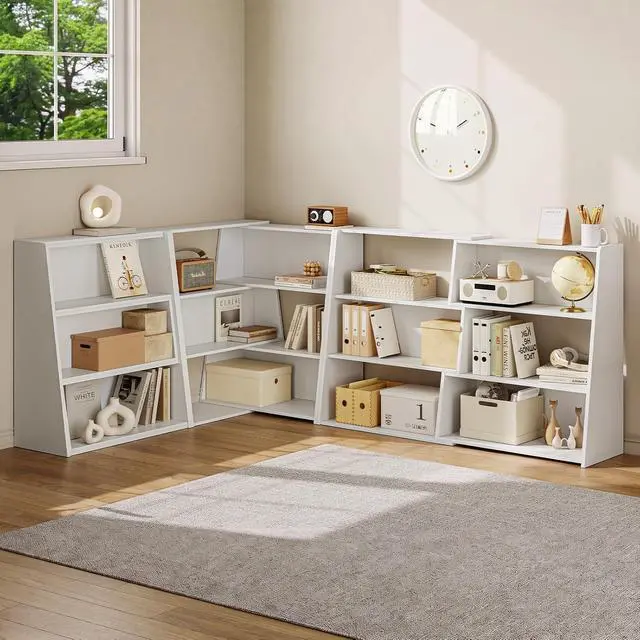 Alt view image 7 of 7 - Extendable Bookshelf, Adjustable Low Bookcase, White
