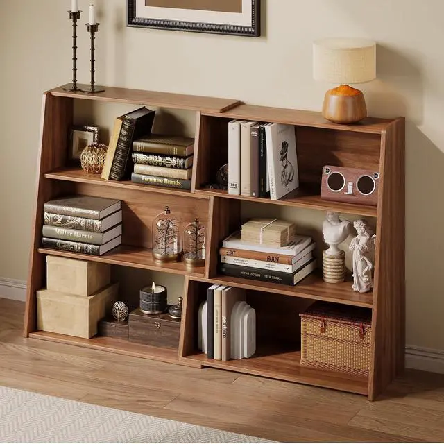 Main image of Extendable Bookshelf, Adjustable Low Bookcase, Walnut