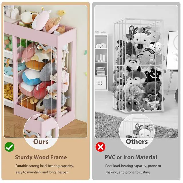 Alt view image 5 of 6 - VontinT 50.6" W Toy Organizers and Storage with Stuffed Animal Zoo, Wooden