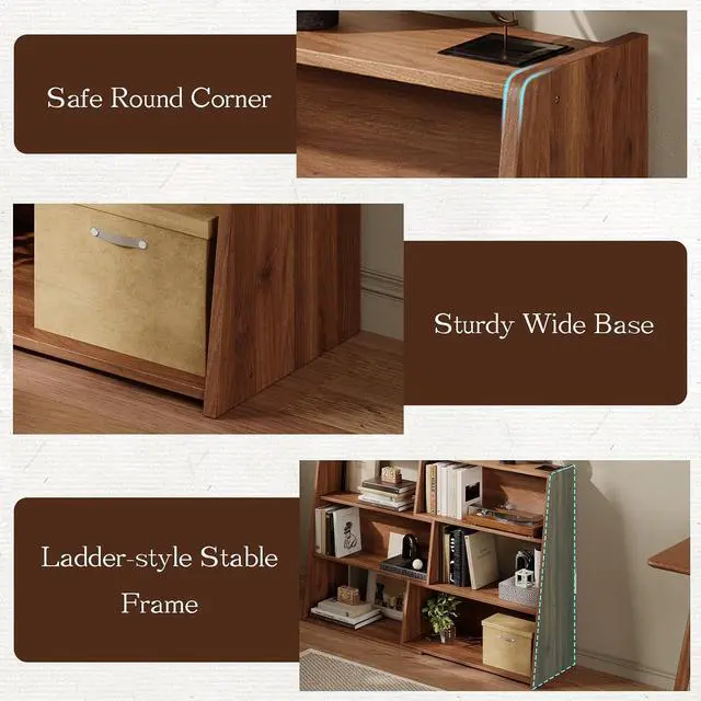 Alt view image 4 of 7 - Extendable Bookshelf, Adjustable Low Bookcase, Walnut