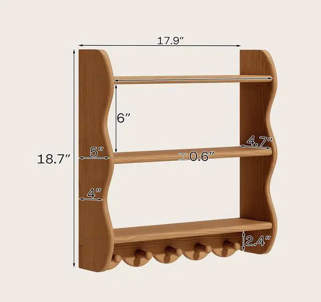 Alt view image 2 of 7 - 2-Pack Solid Pine Wood Floating Shelves for Wall