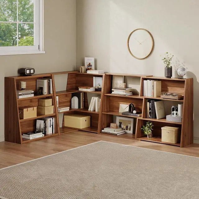 Alt view image 7 of 7 - Extendable Bookshelf, Adjustable Low Bookcase, Walnut