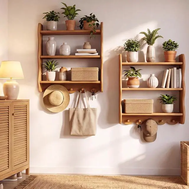 Alt view image 5 of 7 - 2-Pack Solid Pine Wood Floating Shelves for Wall