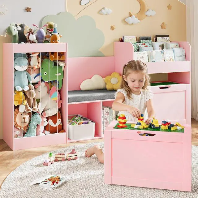Main image of VontinT 68.9"W Kids Toy Storage Reading Nook with Bookshelf & Drawer,Wooden