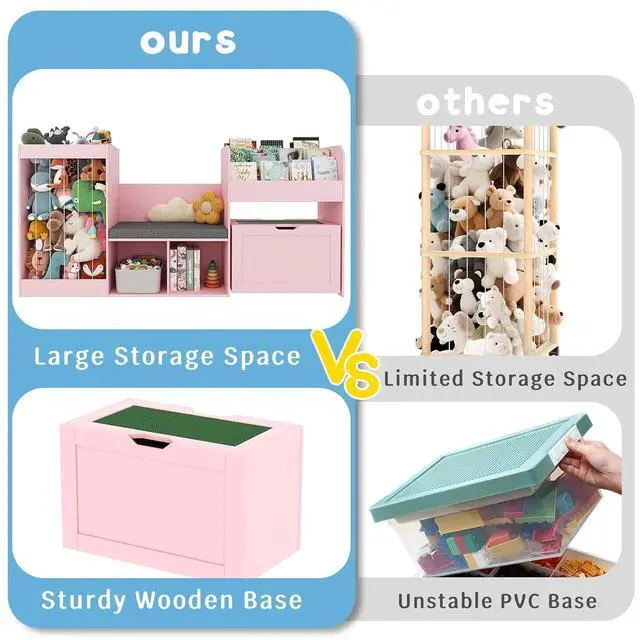 Alt view image 7 of 7 - VontinT 68.9"W Kids Toy Storage Reading Nook with Bookshelf & Drawer,Wooden