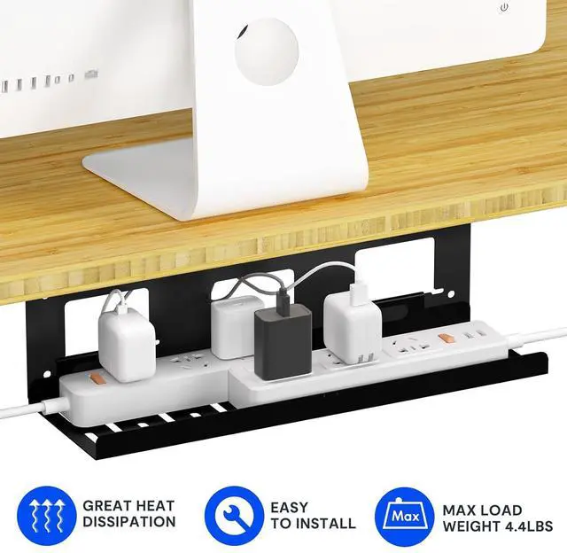 Alt view image 3 of 6 - Black Cable Tray Metal Raceway Wire Organizer Office Home Computer Cable Management for Standing Desk