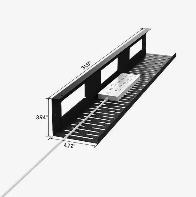 Alt view image 2 of 6 - Black Cable Tray Metal Raceway Wire Organizer Office Home Computer Cable Management for Standing Desk