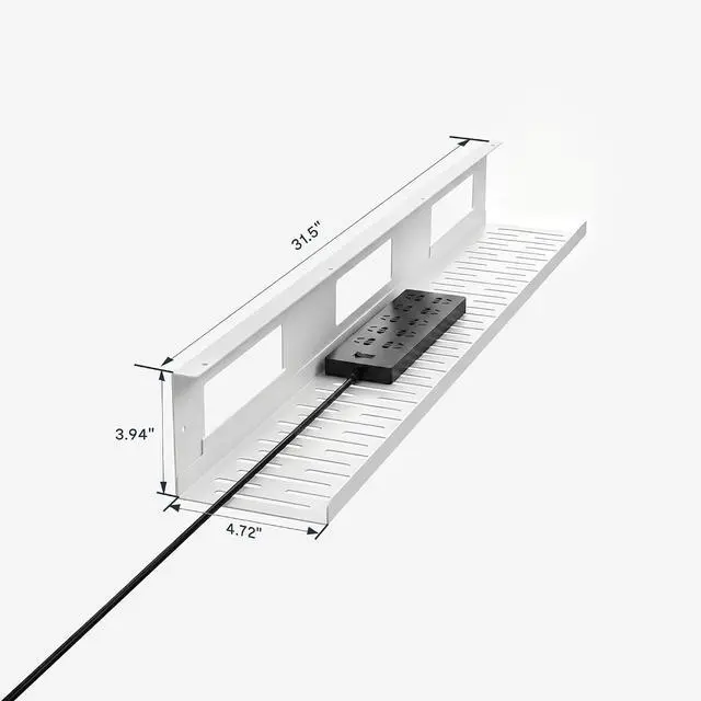 Alt view image 2 of 5 - Under Desk Cable Management for Office and Home - Standing Desk Metal Raceway Wires Tray (White)