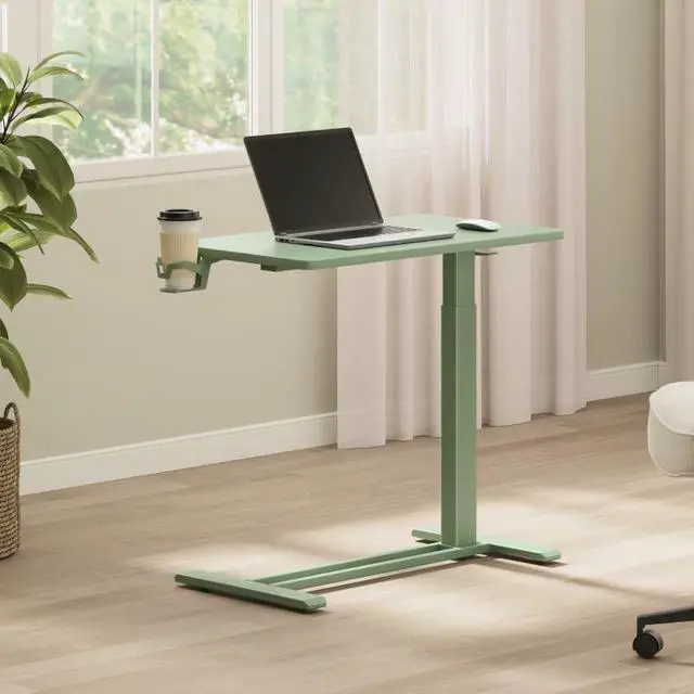 Alt view image 2 of 7 - H7 32" Pneumatic Height-Adjustable Overbed Table with Wheels