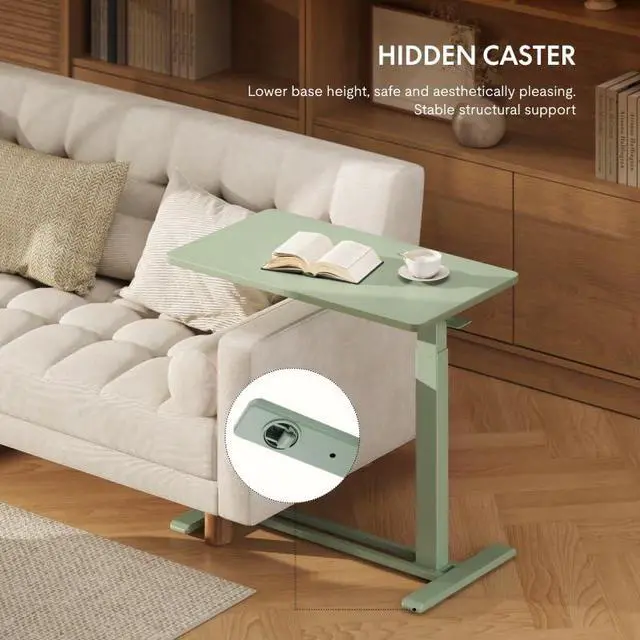 Alt view image 4 of 7 - H7 32" Pneumatic Height-Adjustable Overbed Table with Wheels