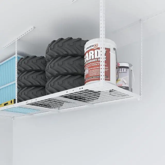 Alt view image 6 of 6 - 2x8 Overhead Garage Ceiling Storage Rack Organization, White