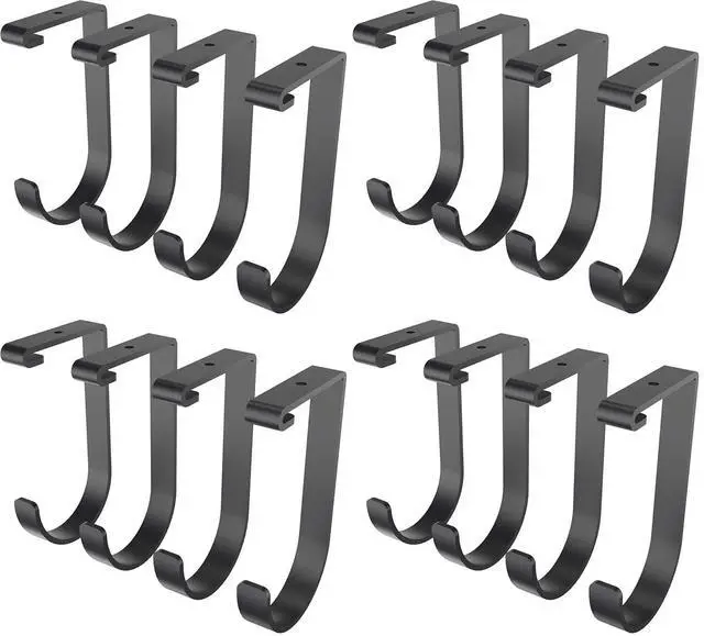 Main image of 16 Pack Add On Storage Flat Hook Accessory for Garage Ceiling Rack and Wall Shelving, Max Weight Capacity up to 50lbs, Black