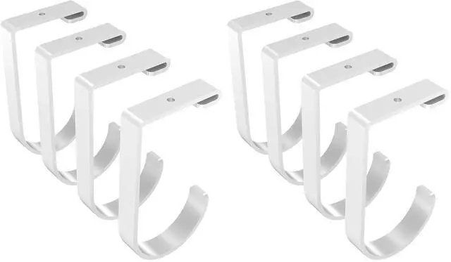 Main image of 8 Pack Add On Storage Flat Hook Accessory for Garage Ceiling Rack and Wall Shelving, Max Weight Capacity up to 50lbs, White