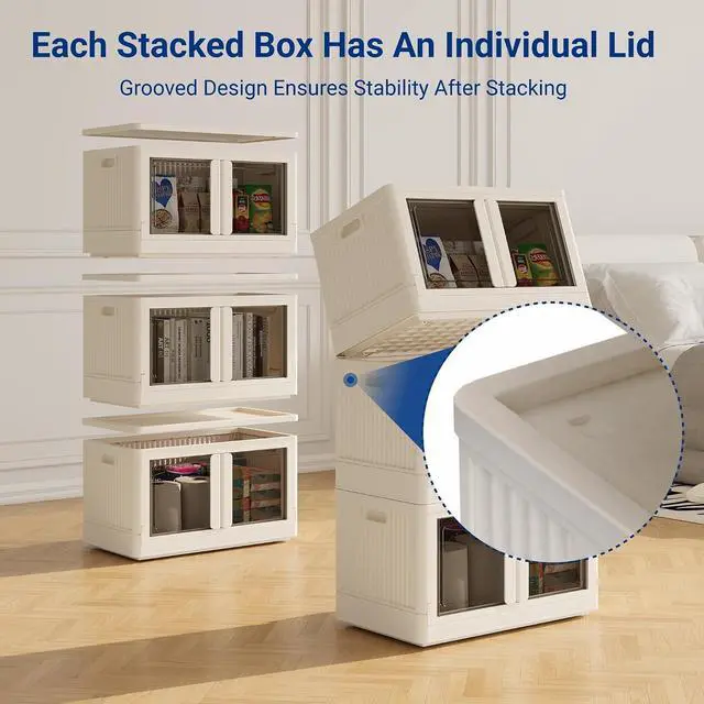 Alt view image 4 of 7 - 110 QT Stackable Plastic Storage Bins With Lids, Milky White