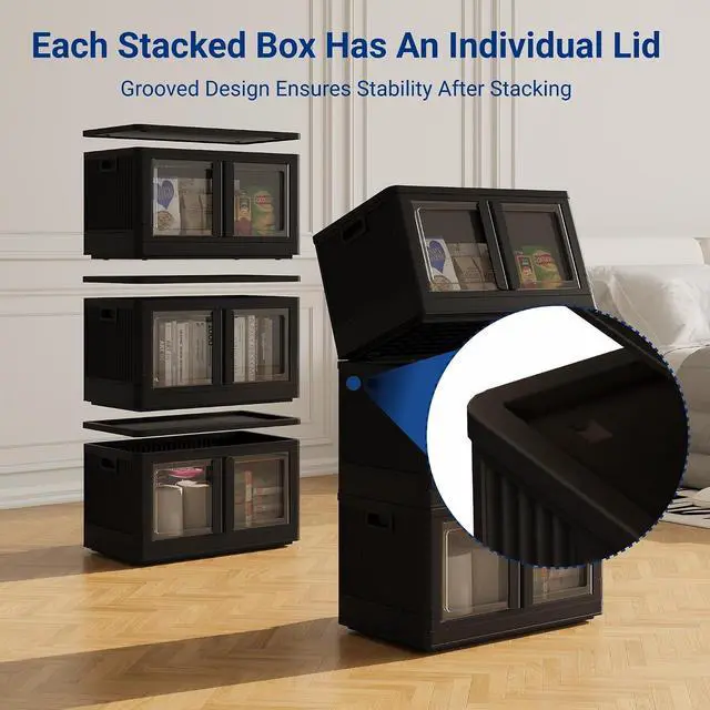 Alt view image 5 of 7 - 150 QT Stackable Plastic Storage Bins With Lids, Black