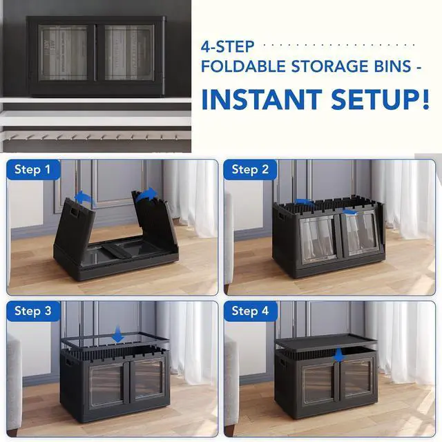 Alt view image 5 of 7 - 152 QT Stackable Plastic Storage Bins With Lids, Black