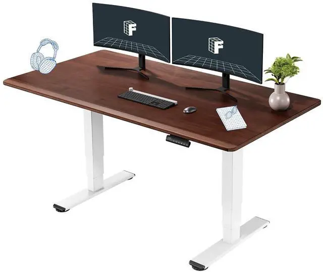 Main image of E6 Solid Wood Dual Motor 3-Stage Electric Standing Desk, 63 x 30