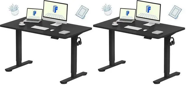 Main image of EN1 One-Piece Standing Desk, Electric Adjustable with 4 Memory Presets, 176 LBS Capacity, Stable & Quiet, Seamless Desktop for Home Office & Dual Monitors, 48"x24" Black (Pack of 2)
