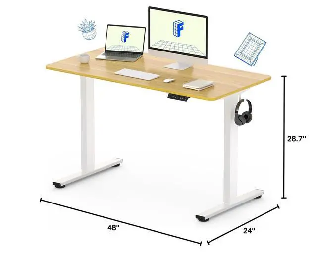 Alt view image 3 of 7 - EN1 48"x24" One-Piece Standing Desk, Maple