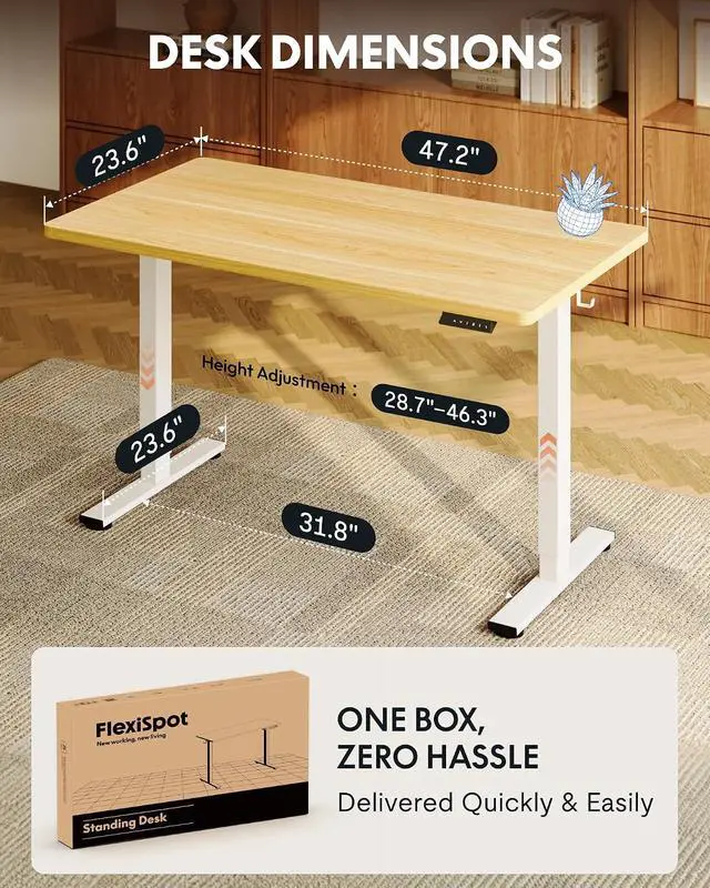 Alt view image 6 of 7 - EN1 48"x24" One-Piece Standing Desk, Maple