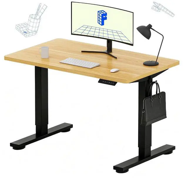 Main image of EN1 40"x24" One-Piece Standing Desk, Maple (Black Frame)