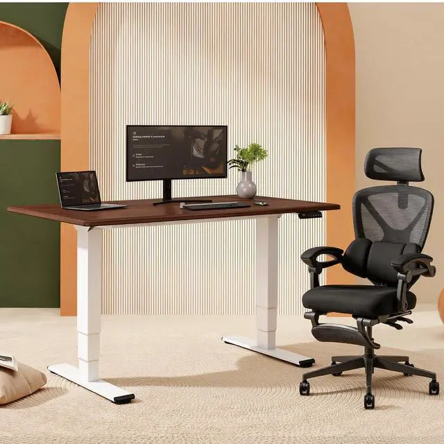 Alt view image 2 of 7 - E6 Solid Wood Dual Motor 3-Stage Electric Standing Desk, 63 x 30