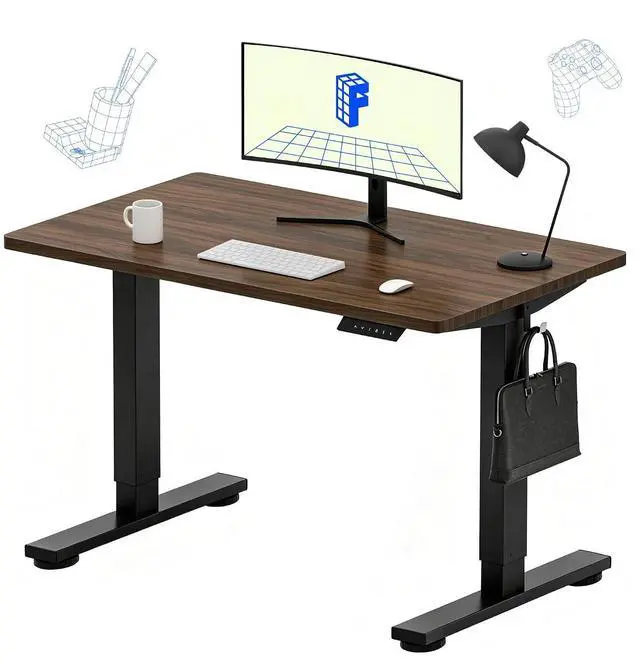 Main image of EN1 40"x24" One-Piece Standing Desk, Black Walnut (Black Frame)