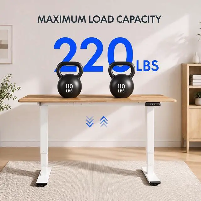 Alt view image 4 of 7 - E6 Solid Wood Dual Motor 3-Stage Electric Standing Desk, 63 x 30