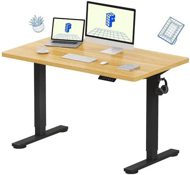 Main image of EN1 One-Piece Standing Desk, Electric Adjustable with 4 Memory Presets, 176 LBS Capacity, Stable & Quiet, Seamless Desktop for Home Office & Dual Monitors, 48"x24" Maple
