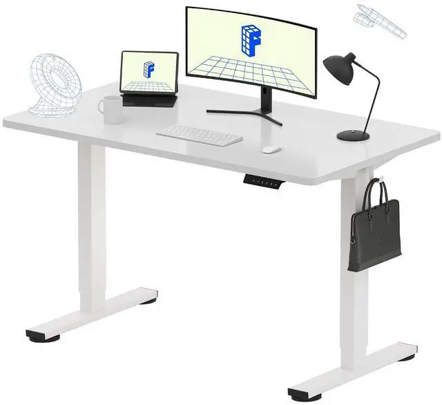 Main image of EN1 One-Piece Standing Desk, Electric Adjustable with 4 Memory Presets, 176 LBS Capacity, Stable & Quiet, Seamless Desktop for Home Office & Dual Monitors, 48"x24" White(White Frame)