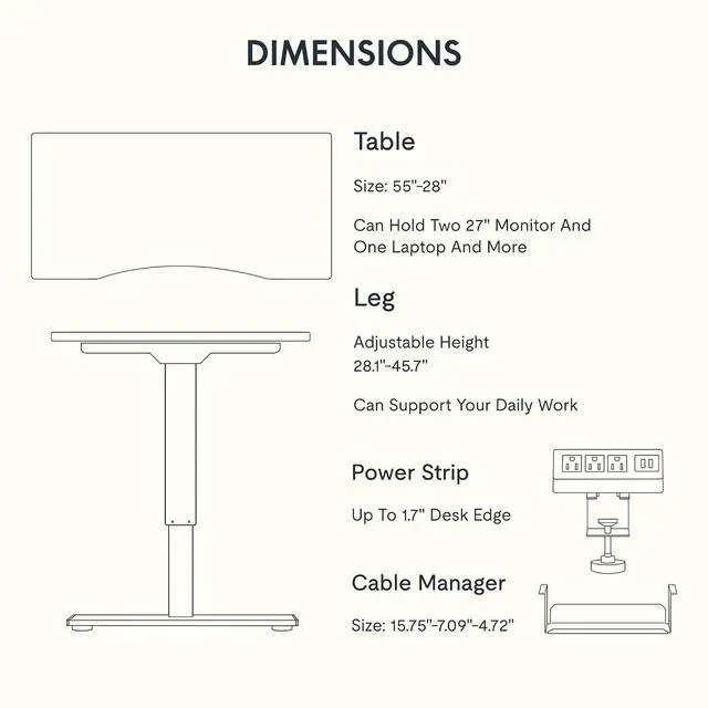 Alt view image 6 of 7 - EN2 55"x28" Bamboo Electric Standing Desk with Power Strip