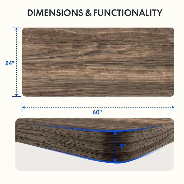 Alt view image 2 of 7 - 60"x24" Electric Standing Desk, Black Walnut