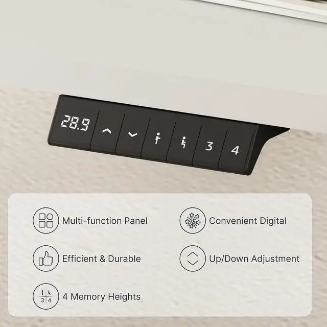 Alt view image 7 of 7 - EN2 48"x24" Whole-Piece Standing Desk with Power Strip, White