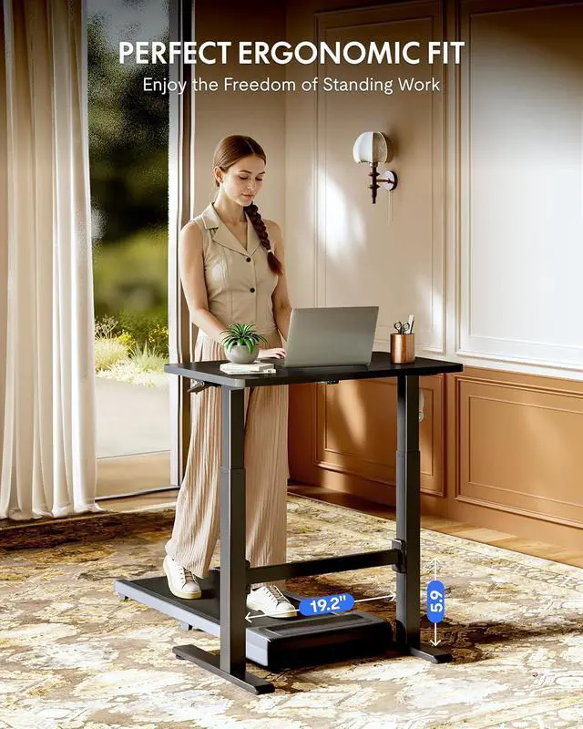 Alt view image 5 of 7 - H7 Plus Mobile Standing Desk, Pneumatic Adjustable,One-Piece 32"