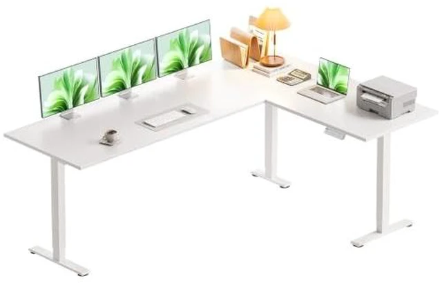 Main image of Casaottima 71 Inch L Shaped Electric Standing Desk, Home Office, White